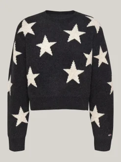 Swetry Z Okrągłym Dekoltem|Swetry*Tommy Hilfiger Sweter O Pudełkowym Kroju W Gwiazdy BLACK MOUNTAIN STARDUST