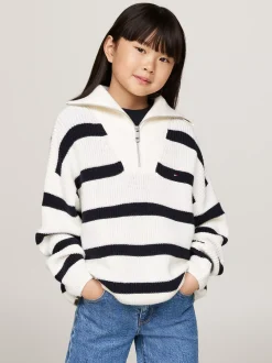 Dzianina*Tommy Hilfiger Sweter O Pudełkowym Kroju W Paski BLUE STRIPE