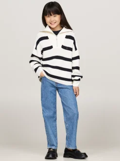 Dzianina*Tommy Hilfiger Sweter O Pudełkowym Kroju W Paski BLUE STRIPE
