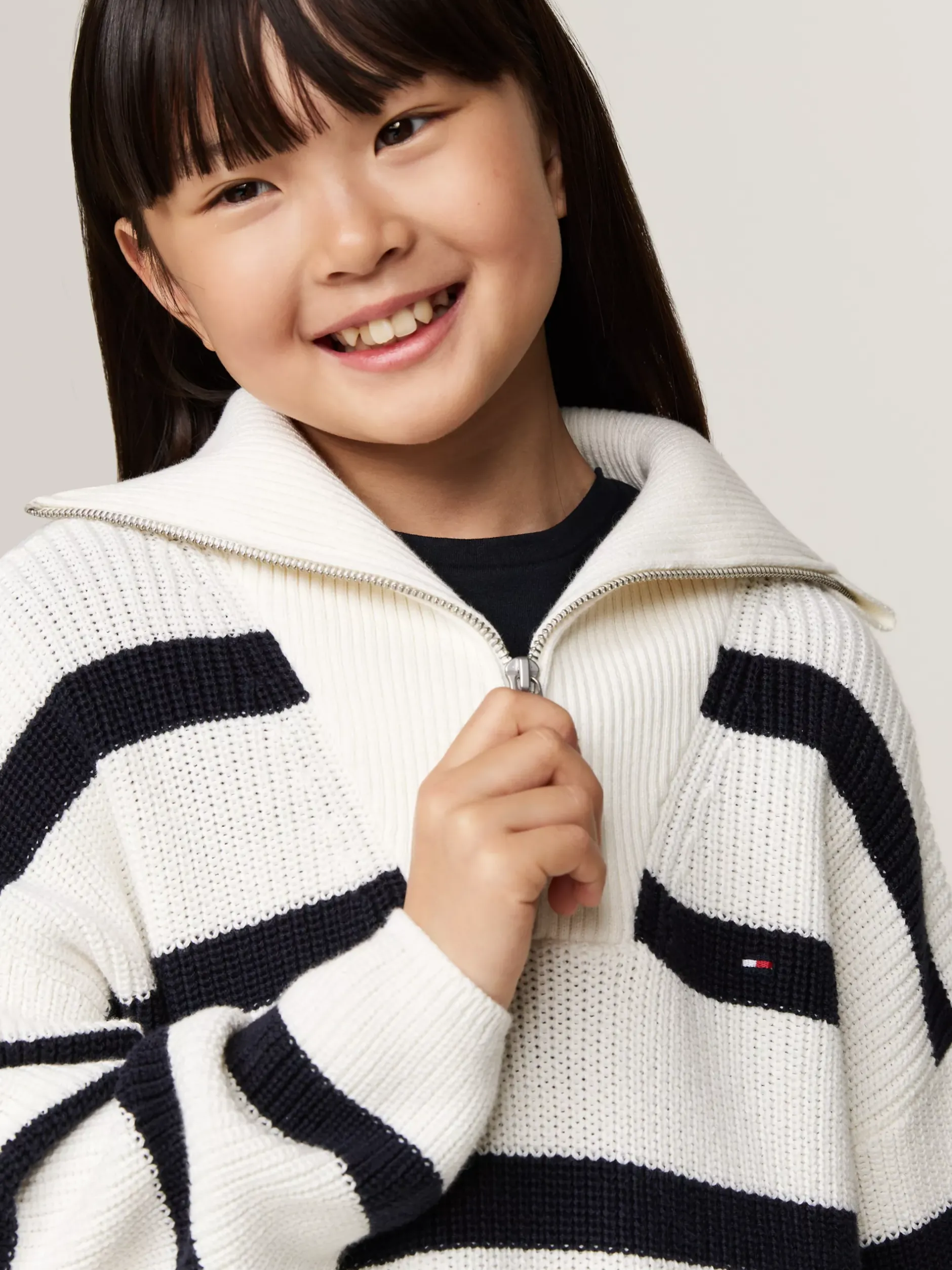 Dzianina*Tommy Hilfiger Sweter O Pudełkowym Kroju W Paski BLUE STRIPE