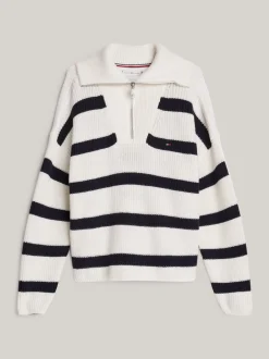 Dzianina*Tommy Hilfiger Sweter O Pudełkowym Kroju W Paski BLUE STRIPE