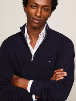 Sweter Z Zamkiem|Swetry*Tommy Hilfiger Sweter O Waflowym Splocie DESERT SKY