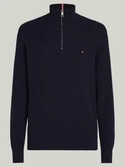 Sweter Z Zamkiem|Swetry*Tommy Hilfiger Sweter O Waflowym Splocie DESERT SKY