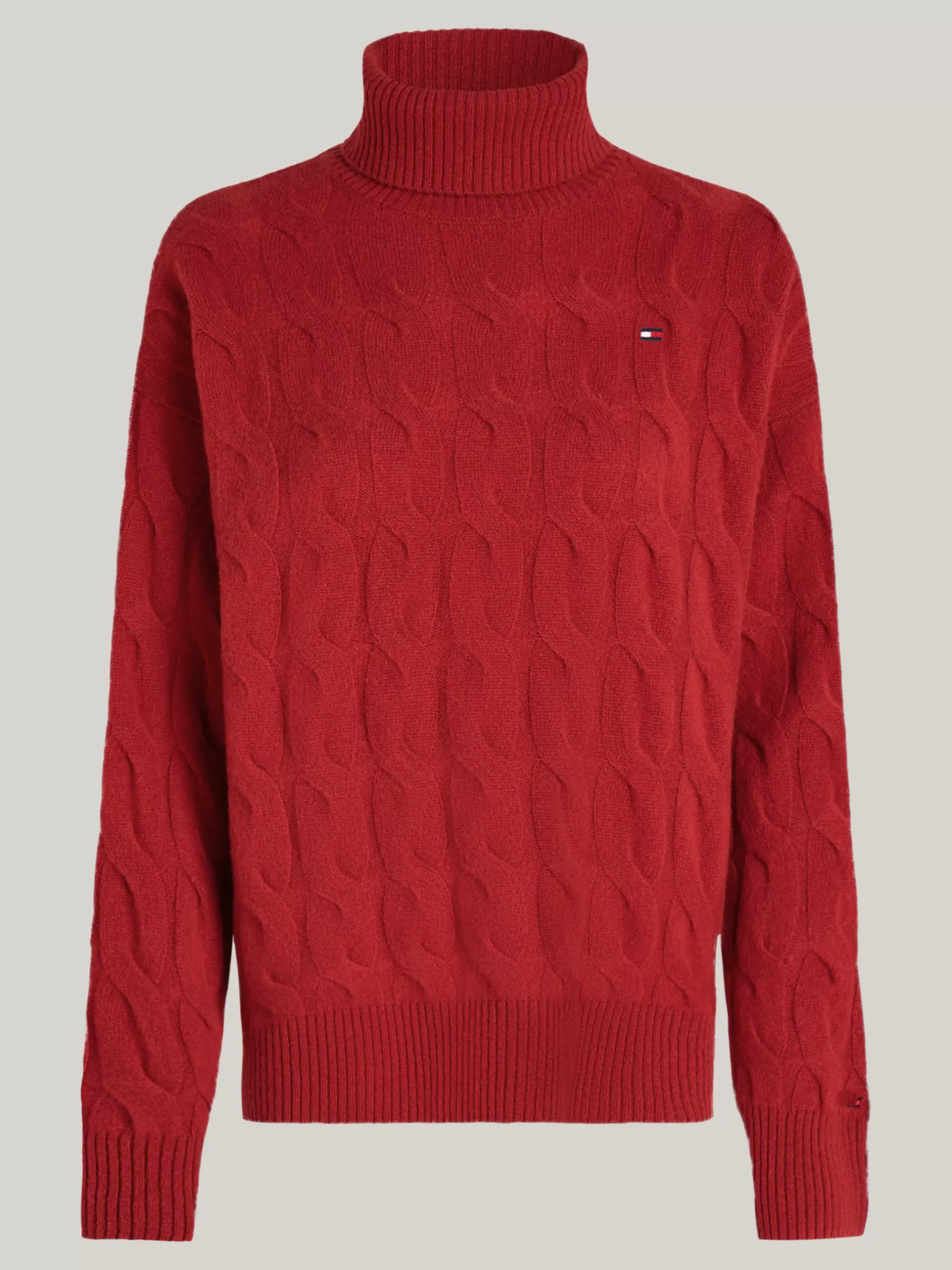 Swetry Z Golfem|Swetry*Tommy Hilfiger Sweter O Warkoczowym Splocie Z Golfem Curve DARK MAGMA