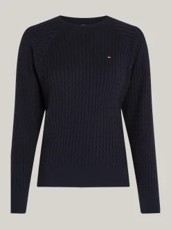 Swetry Z Okrągłym Dekoltem|Swetry*Tommy Hilfiger Sweter O Warkoczowym Splocie Curve DESERT SKY