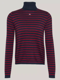 Swetry Z Golfem|Swetry*Tommy Hilfiger Sweter O Wąskim Kroju Z Golfem NAVY / RED STRIPE