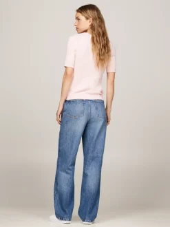 Swetry Z Okrągłym Dekoltem|Swetry*Tommy Hilfiger Sweter O Wąskim Kroju Z Krótkim Rękawem DELICATE PINK