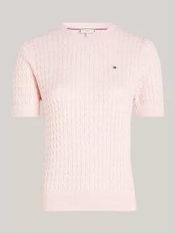 Swetry Z Okrągłym Dekoltem|Swetry*Tommy Hilfiger Sweter O Wąskim Kroju Z Krótkim Rękawem DELICATE PINK