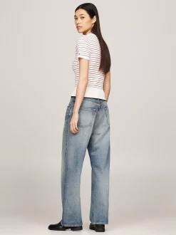 Swetry Z Okrągłym Dekoltem|Swetry*Tommy Hilfiger Sweter O Wąskim Kroju Z Krótkim Rękawem RWB STRIPE
