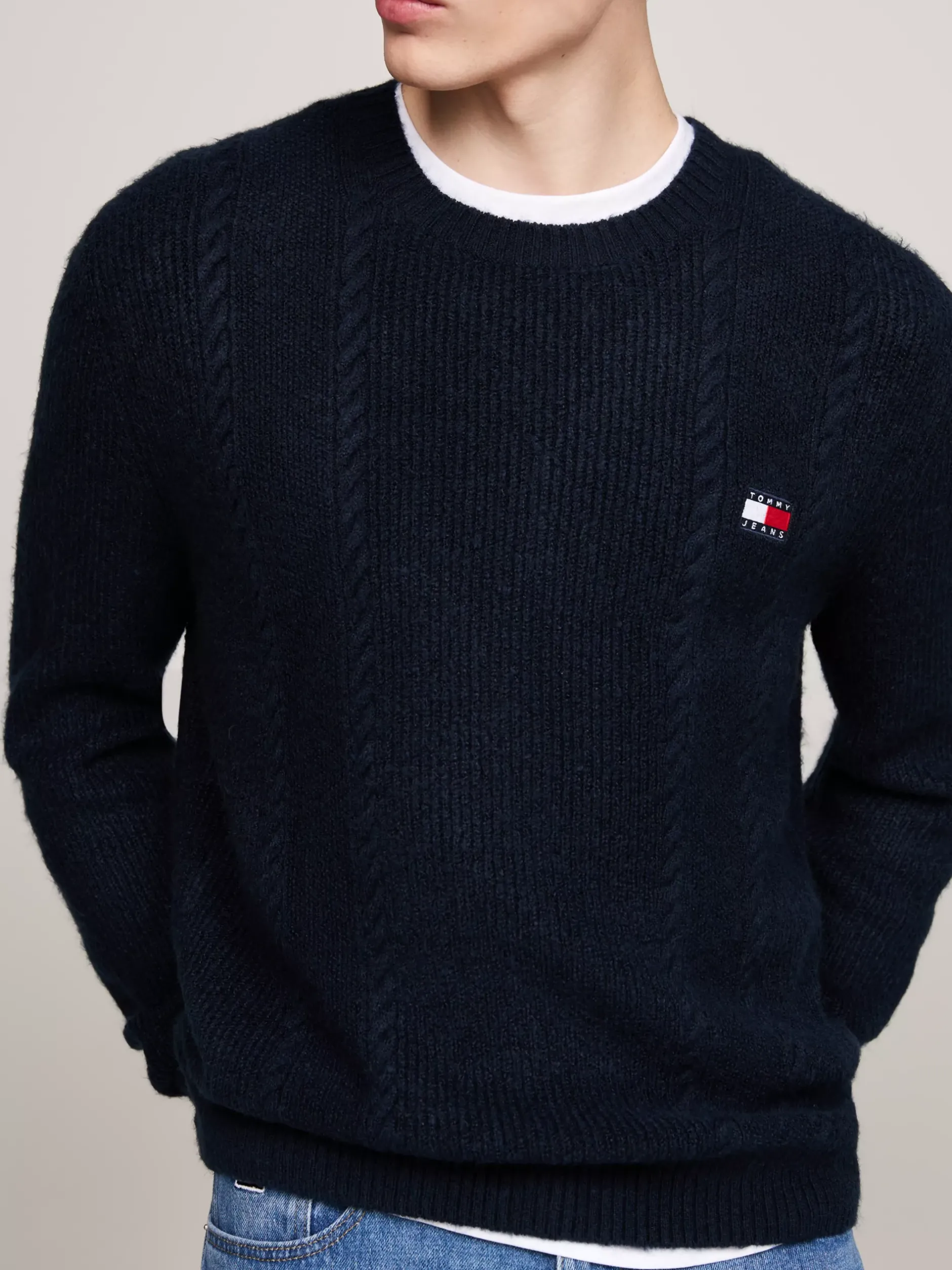 Swetry Z Okrągłym Dekoltem|Swetry*Tommy Hilfiger Sweter O Wąskim Kroju Z Okrągłym Dekoltem DARK NIGHT NAVY