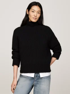 Swetry|Dzianina*Tommy Hilfiger Sweter Oversize O Splocie Kardiganowym BLACK