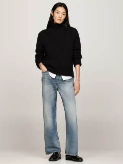 Swetry|Dzianina*Tommy Hilfiger Sweter Oversize O Splocie Kardiganowym BLACK