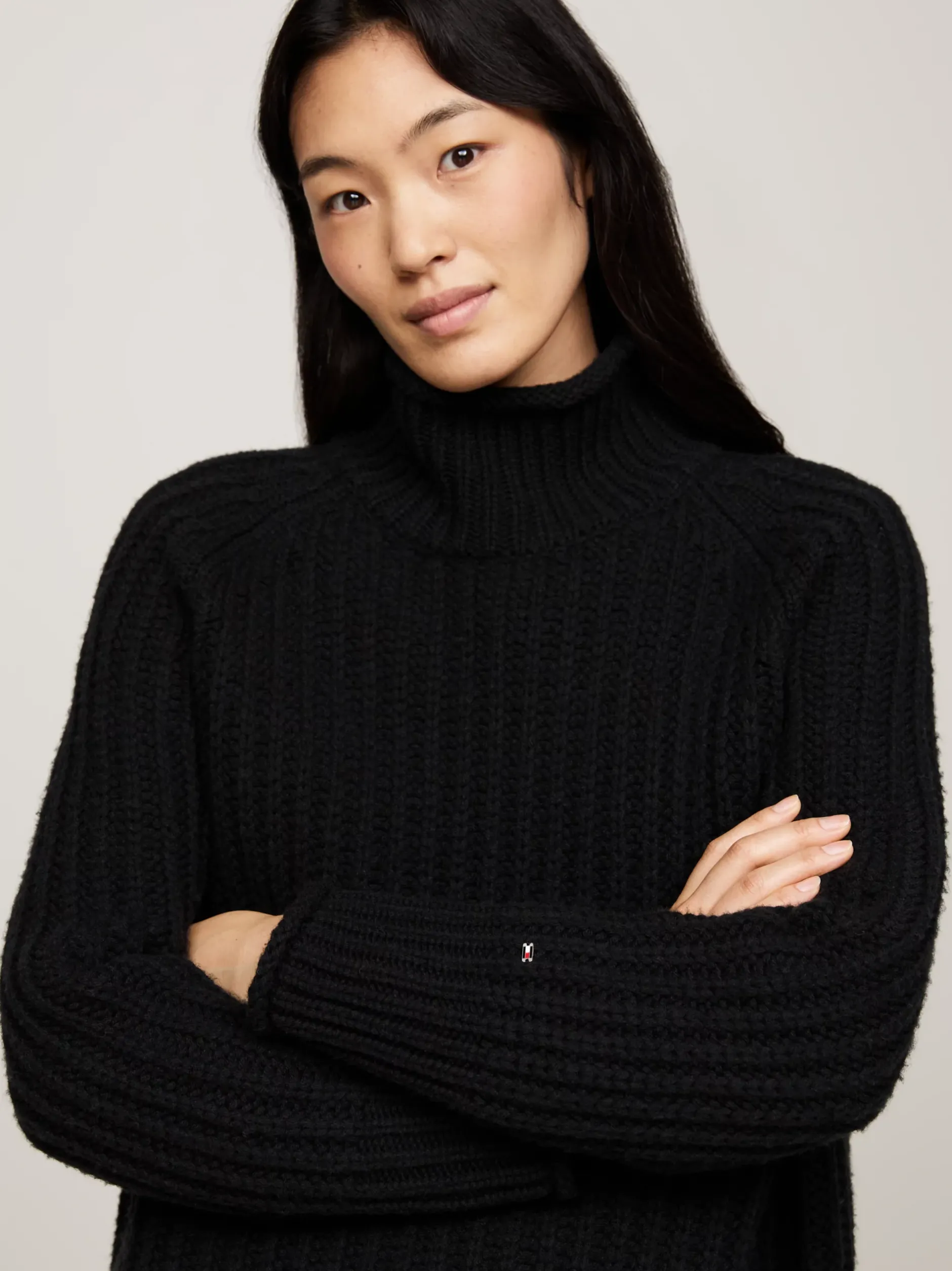 Swetry|Dzianina*Tommy Hilfiger Sweter Oversize O Splocie Kardiganowym BLACK