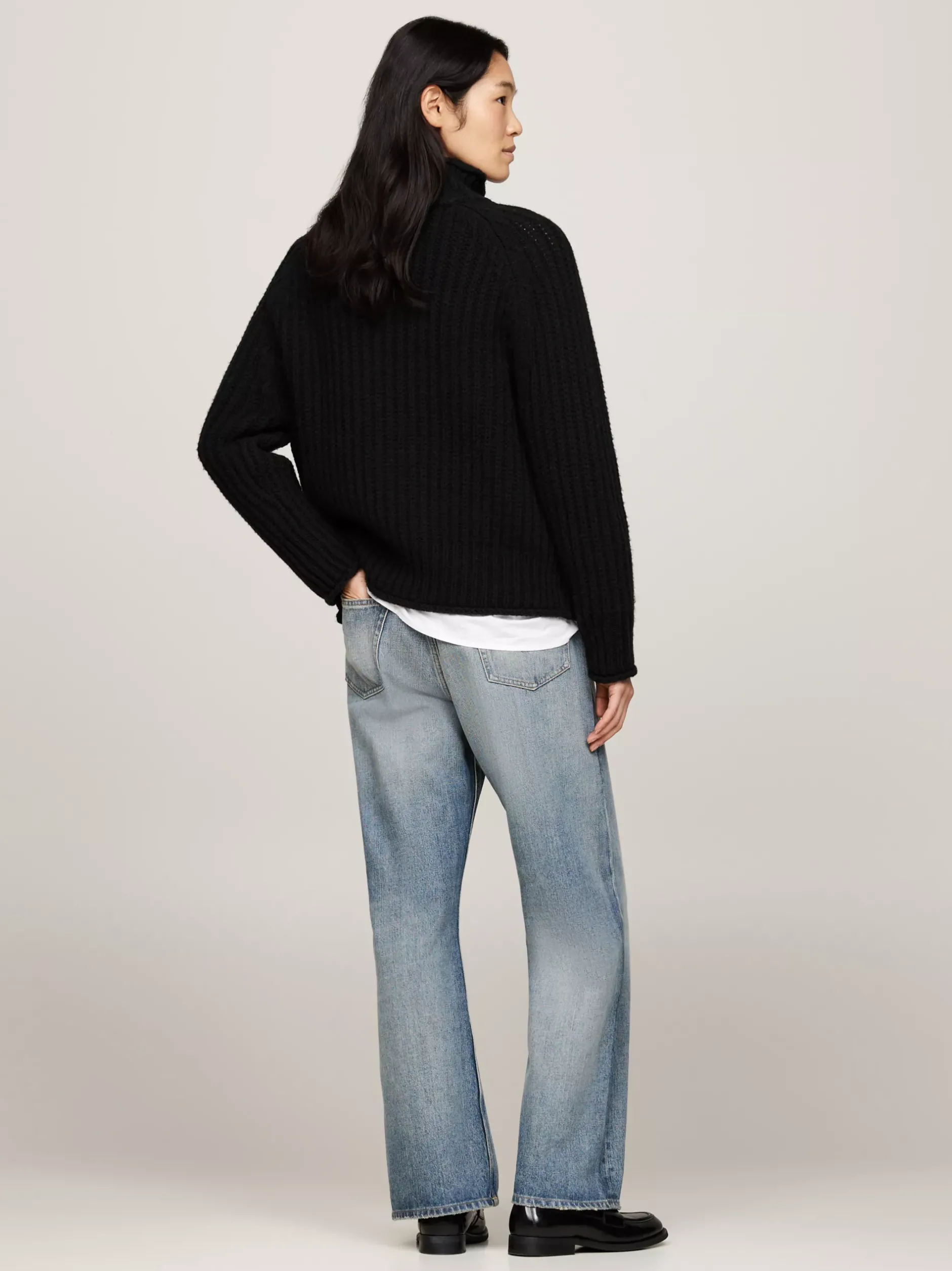 Swetry|Dzianina*Tommy Hilfiger Sweter Oversize O Splocie Kardiganowym BLACK