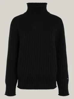 Swetry|Dzianina*Tommy Hilfiger Sweter Oversize O Splocie Kardiganowym BLACK