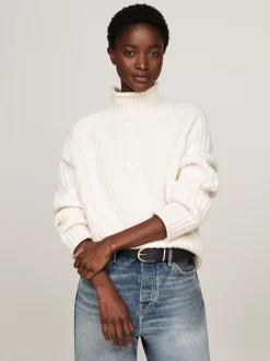 Swetry|Dzianina*Tommy Hilfiger Sweter Oversize O Splocie Kardiganowym IVORY PETAL