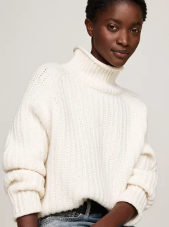 Swetry|Dzianina*Tommy Hilfiger Sweter Oversize O Splocie Kardiganowym IVORY PETAL
