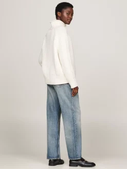 Swetry|Dzianina*Tommy Hilfiger Sweter Oversize O Splocie Kardiganowym IVORY PETAL