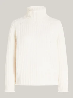 Swetry|Dzianina*Tommy Hilfiger Sweter Oversize O Splocie Kardiganowym IVORY PETAL