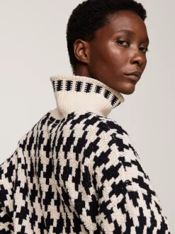 Swetry Z Golfem|Swetry*Tommy Hilfiger Sweter Oversize Z Półgolfem Z Czystej Wełny BLACK TEXTURE