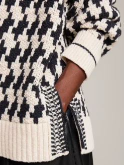 Swetry Z Golfem|Swetry*Tommy Hilfiger Sweter Oversize Z Półgolfem Z Czystej Wełny BLACK TEXTURE