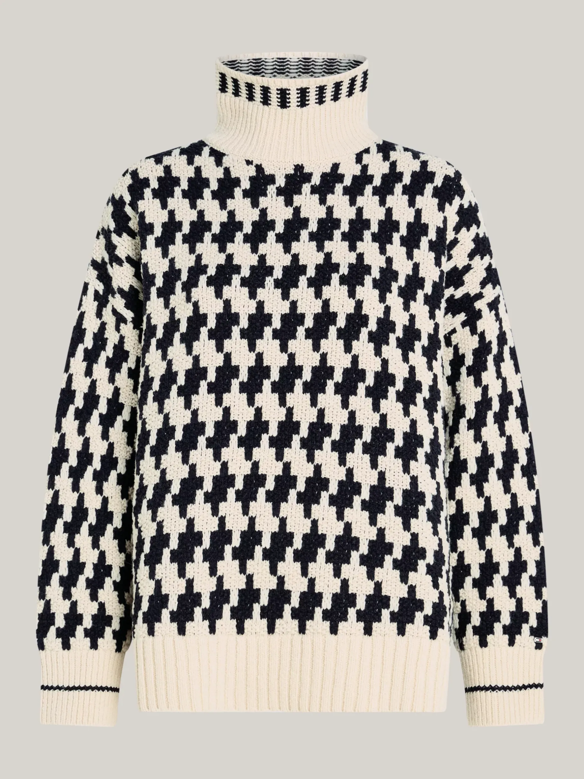 Swetry Z Golfem|Swetry*Tommy Hilfiger Sweter Oversize Z Półgolfem Z Czystej Wełny BLACK TEXTURE