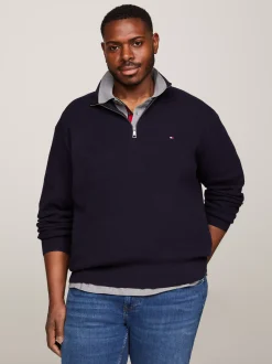 Sweter Z Zamkiem|Swetry*Tommy Hilfiger Sweter Plus Z Teksturowanej Dzianiny Z Zamkiem DESERT SKY
