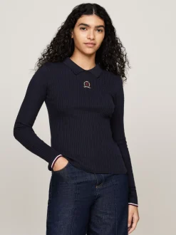 Swetry|Dzianina*Tommy Hilfiger Sweter Polo O Wąskim Kroju Z Kaszmirem DESERT SKY