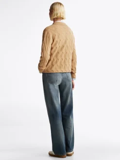 Swetry|Dzianina*Tommy Hilfiger Sweter Polo Ze Splotem Warkoczowym CLASSIC KHAKI