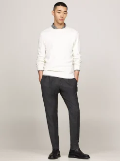 Swetry Z Okrągłym Dekoltem|Swetry*Tommy Hilfiger Sweter Smart Casual O Splocie W Jodełkę IVORY