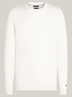 Swetry Z Okrągłym Dekoltem|Swetry*Tommy Hilfiger Sweter Smart Casual O Splocie W Jodełkę IVORY