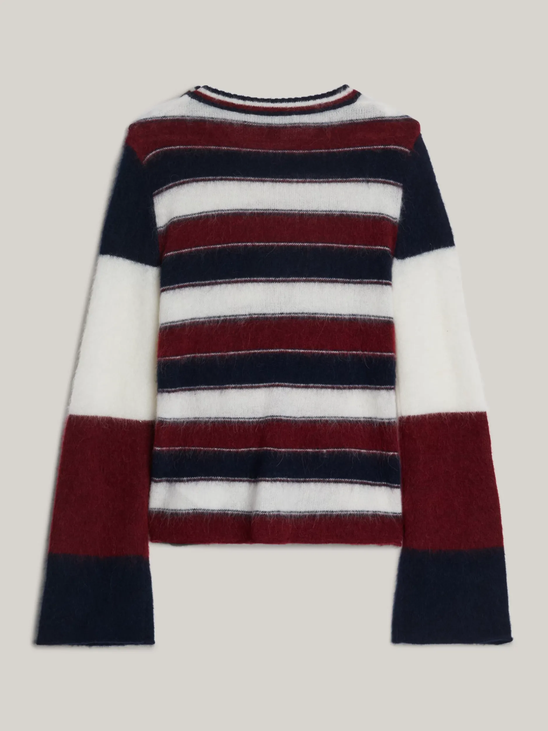Swetry Z Okrągłym Dekoltem|Swetry*Tommy Hilfiger Sweter W Paski Z Emblematem ECRU/MULTI
