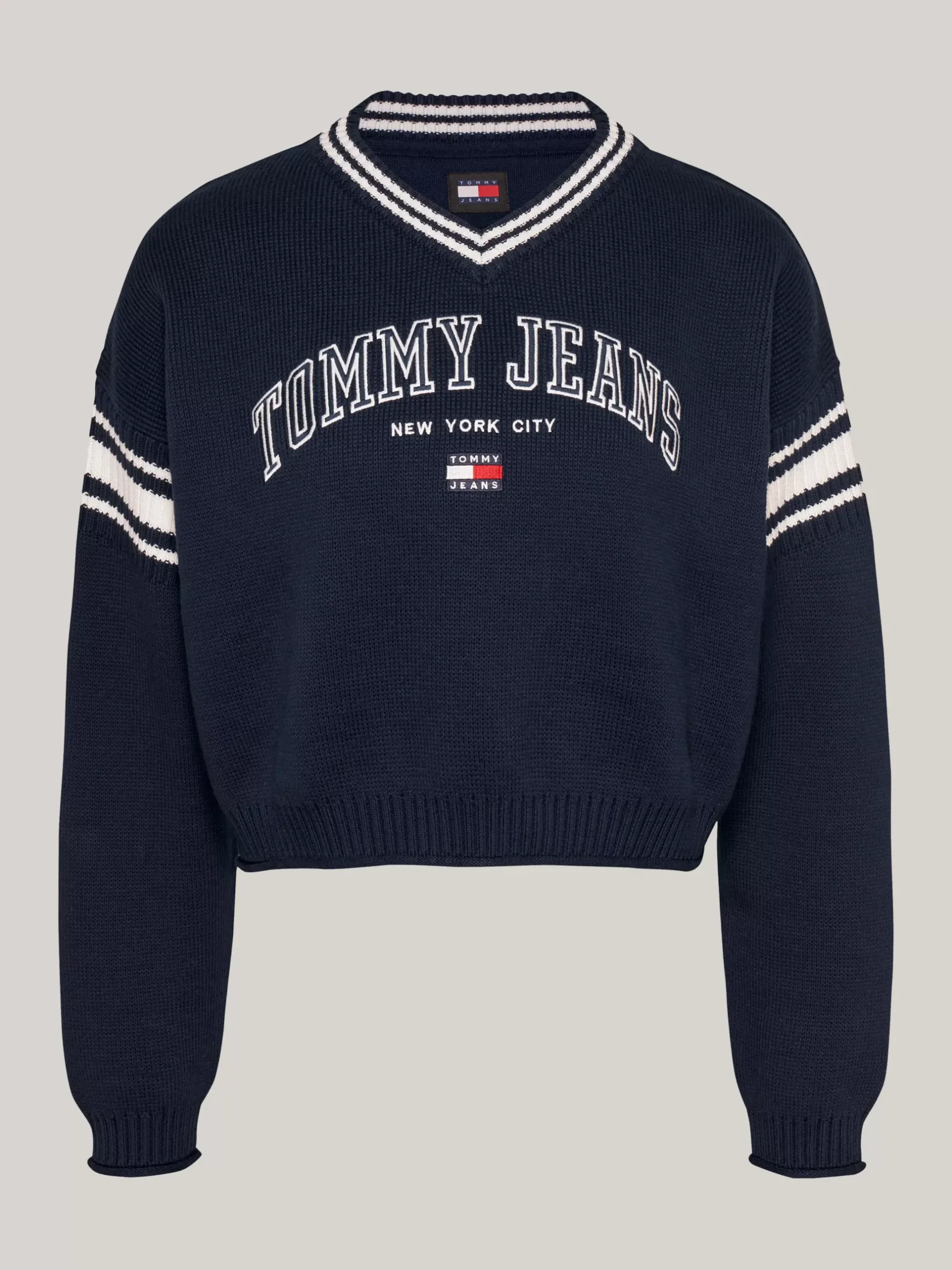Swetry|Dzianina*Tommy Hilfiger Sweter W Stylu Varsity Z Dekoltem W Szpic DARK NIGHT NAVY
