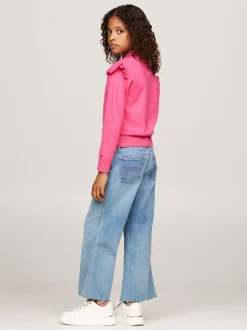Dzianina*Tommy Hilfiger Sweter W Uczelnianym Stylu Z Cekinowym Logo HERITAGE PINK