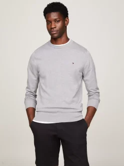 Swetry Z Okrągłym Dekoltem|Swetry*Tommy Hilfiger Sweter Z Bawełny 1985 Collection MEDIUM GREY HEATHER