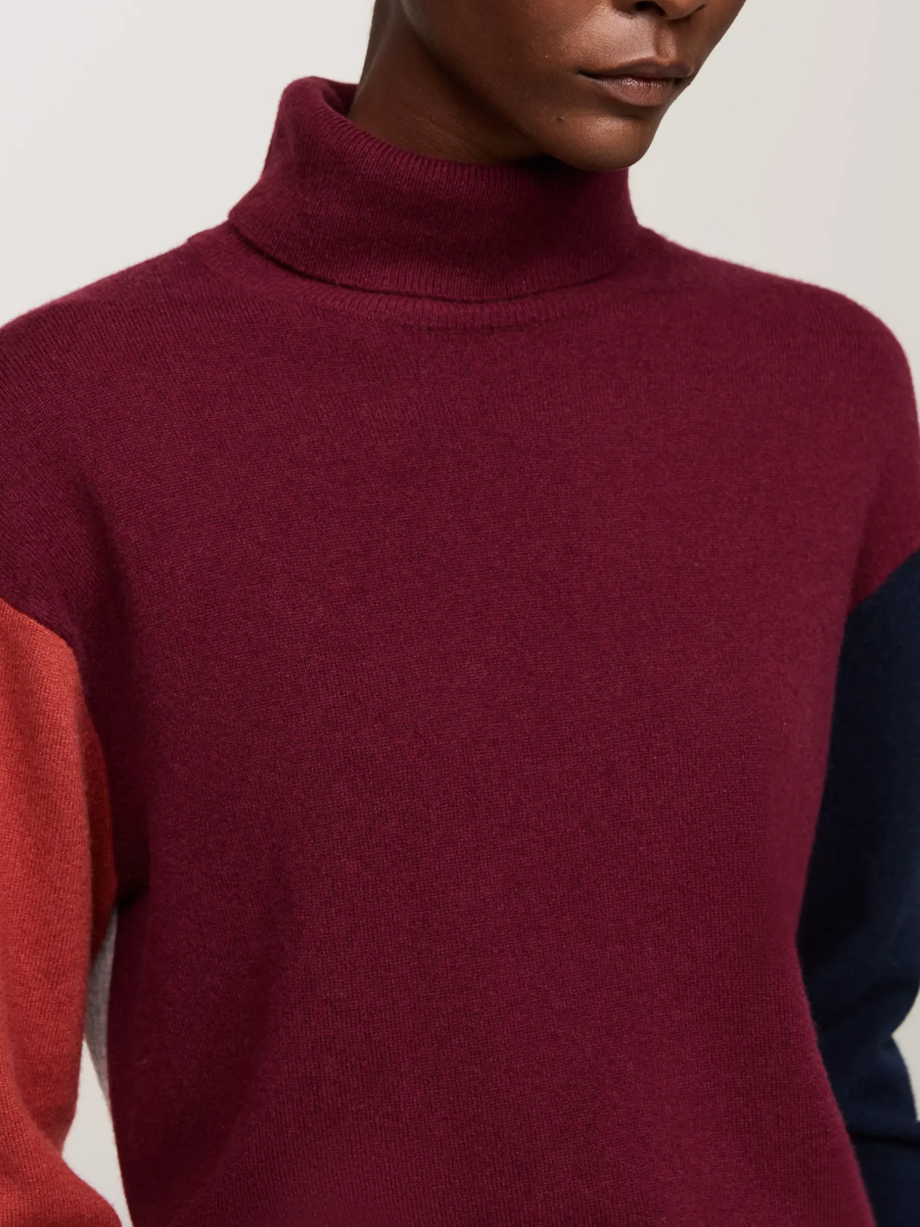 Swetry Z Golfem|Swetry*Tommy Hilfiger Sweter Z Blokami Kolorów Z Kaszmirem DEEP ROUGE