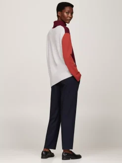 Swetry Z Golfem|Swetry*Tommy Hilfiger Sweter Z Blokami Kolorów Z Kaszmirem DEEP ROUGE