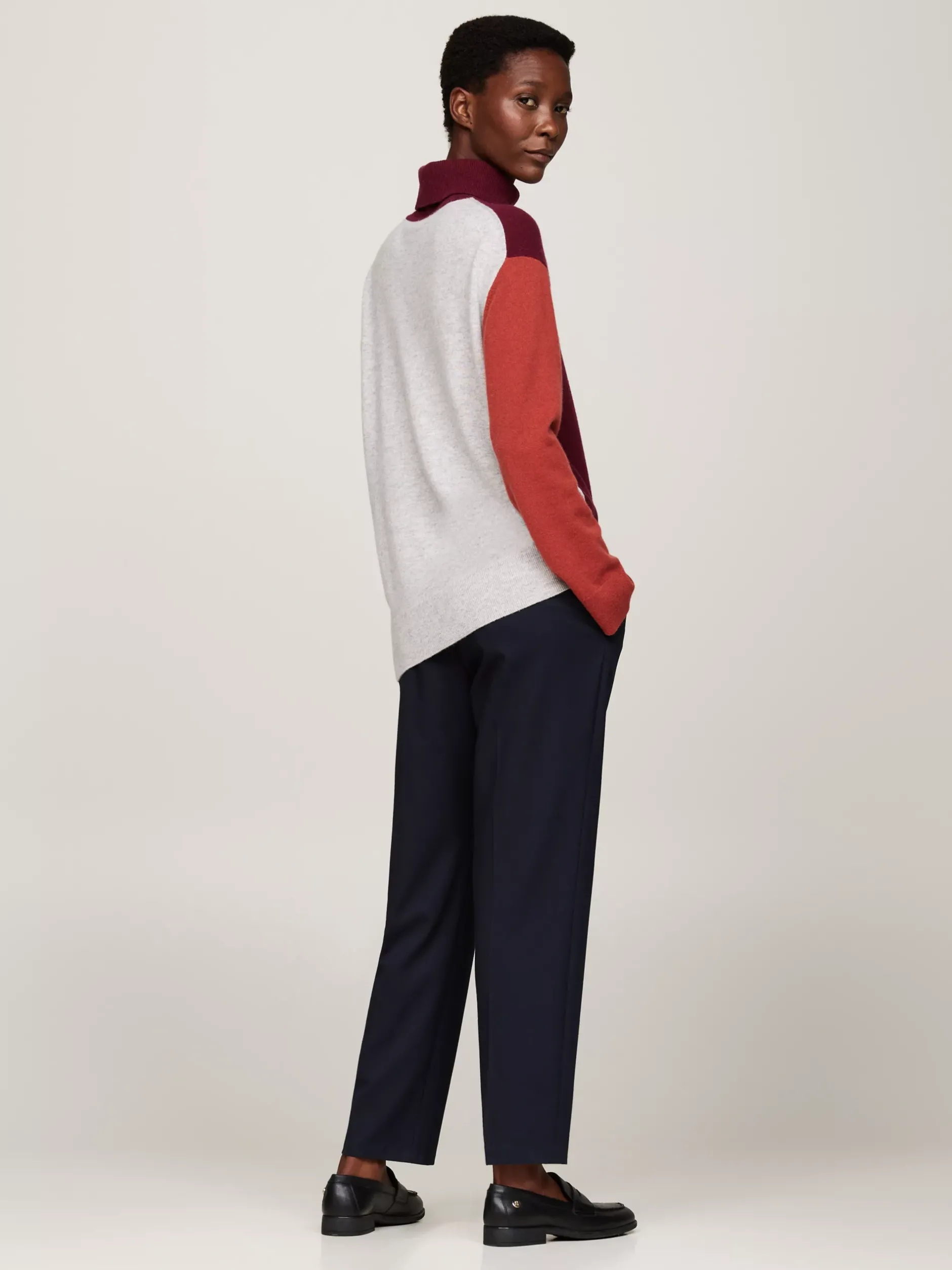 Swetry Z Golfem|Swetry*Tommy Hilfiger Sweter Z Blokami Kolorów Z Kaszmirem DEEP ROUGE