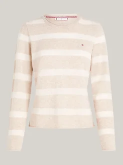 Swetry Z Okrągłym Dekoltem|Swetry*Tommy Hilfiger Sweter Z Czystej Wełny CLASSIC BEIGE HTR/IVORY PETAL HTR