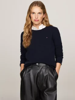Swetry Z Okrągłym Dekoltem|Swetry*Tommy Hilfiger Sweter Z Czystej Wełny DESERT SKY
