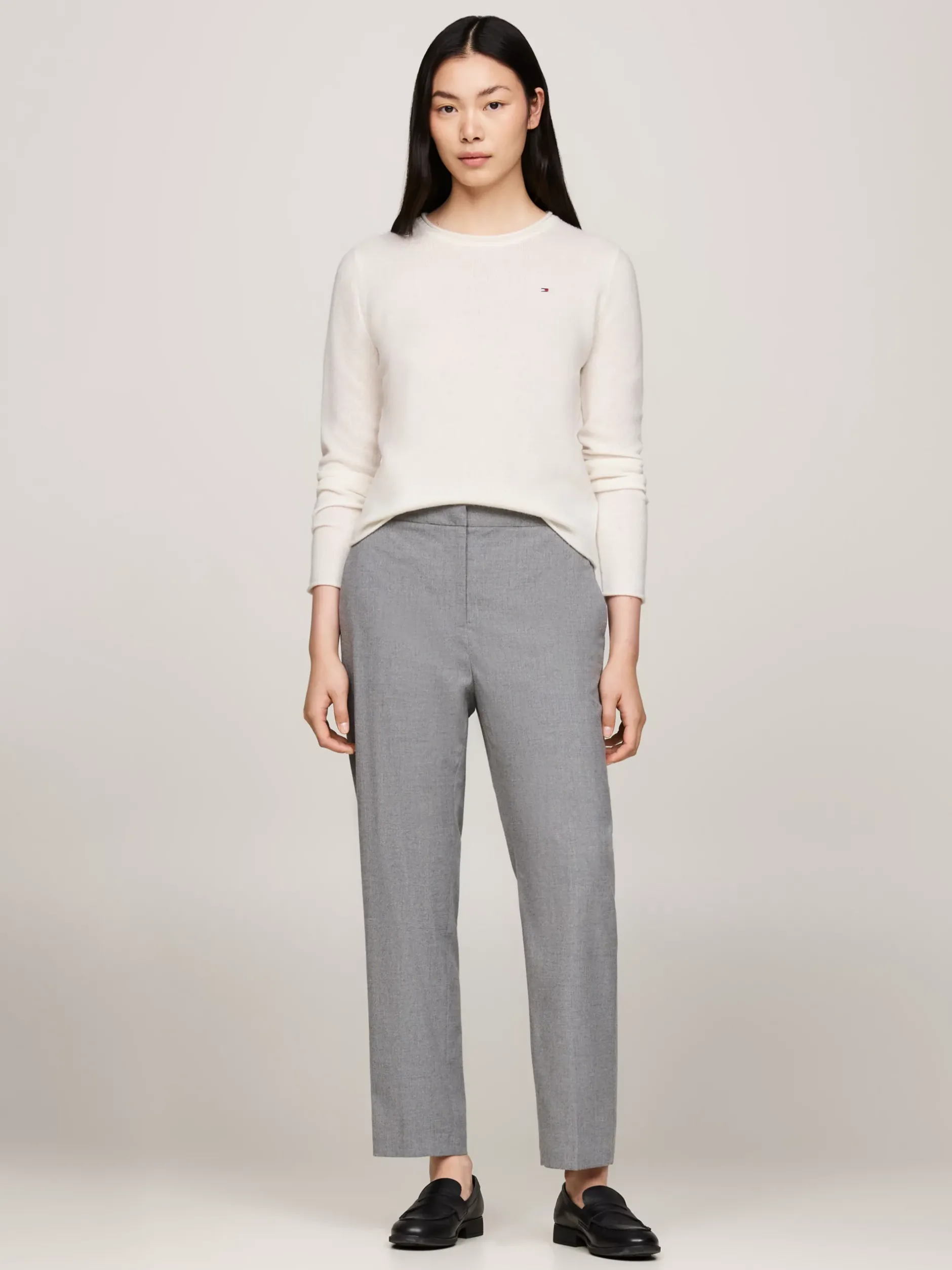 Swetry Z Okrągłym Dekoltem|Swetry*Tommy Hilfiger Sweter Z Czystej Wełny IVORY PETAL