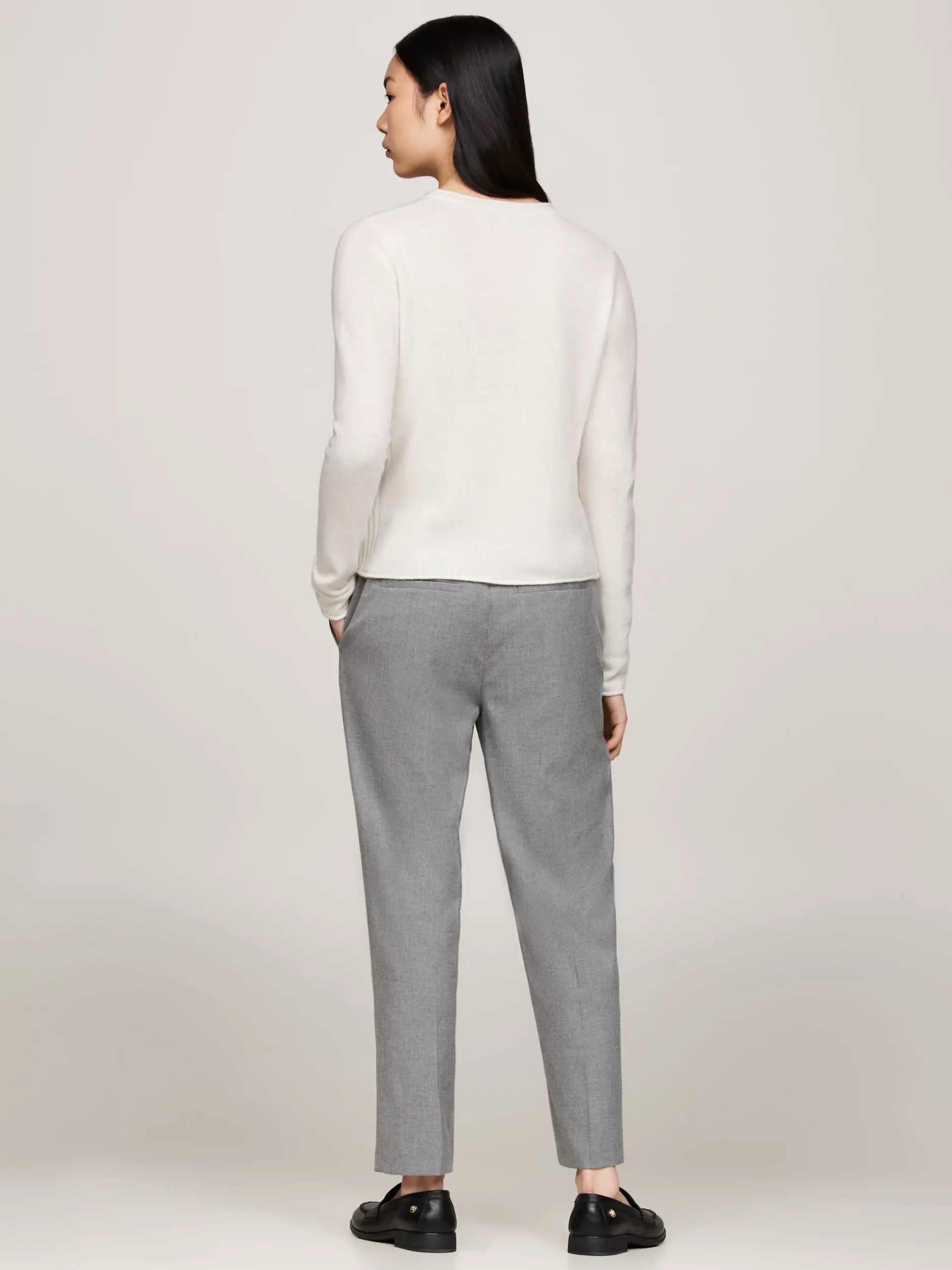 Swetry Z Okrągłym Dekoltem|Swetry*Tommy Hilfiger Sweter Z Czystej Wełny IVORY PETAL
