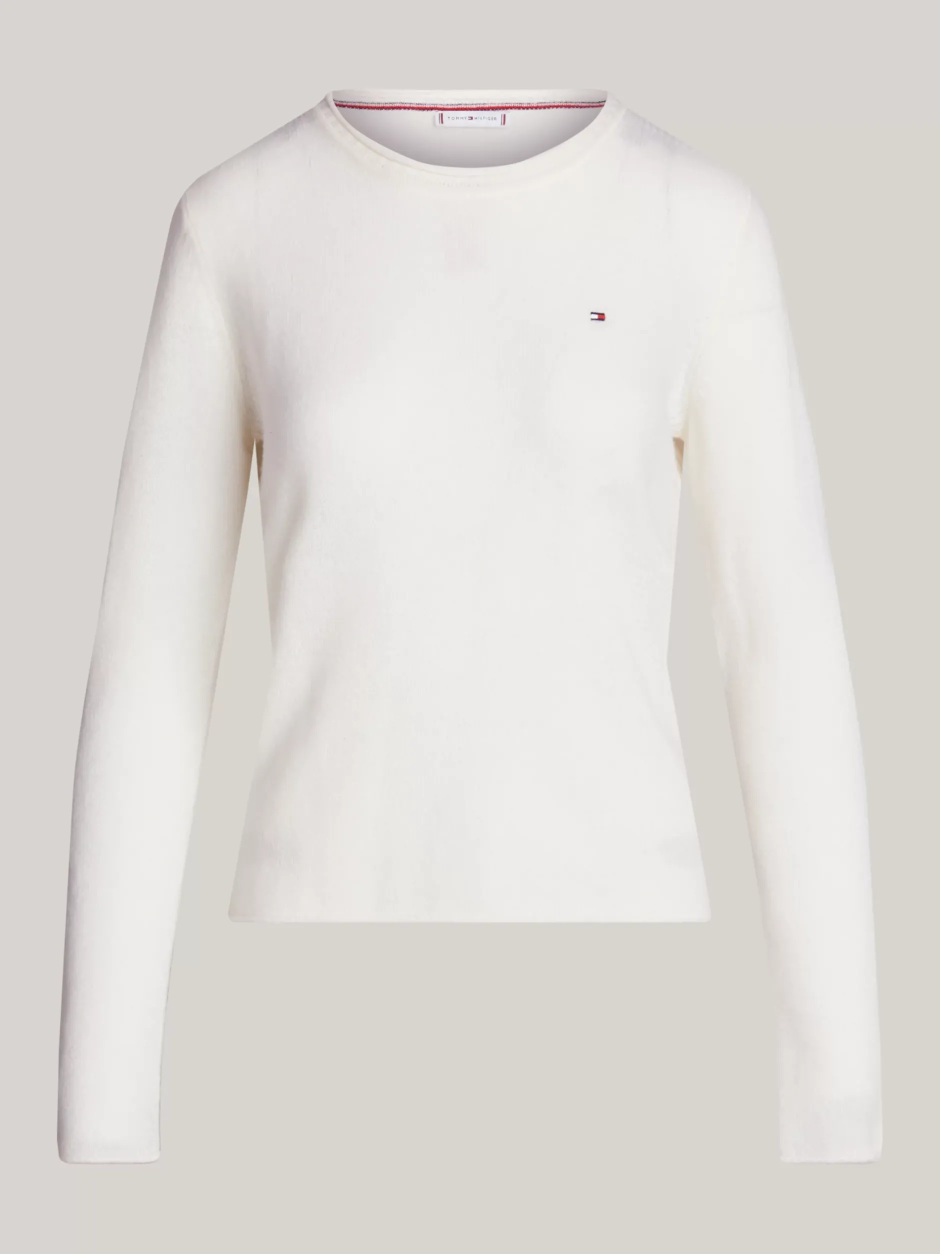 Swetry Z Okrągłym Dekoltem|Swetry*Tommy Hilfiger Sweter Z Czystej Wełny IVORY PETAL