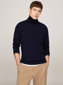 Swetry Z Golfem|Swetry*Tommy Hilfiger Sweter Z Czystej Wełny Z Golfem DESERT SKY