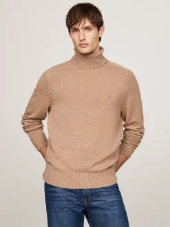 Swetry Z Golfem|Swetry*Tommy Hilfiger Sweter Z Czystej Wełny Z Golfem SAFARI CANVAS HEATHER