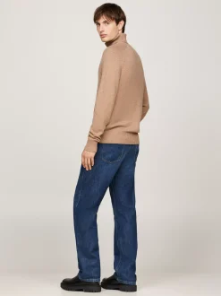 Swetry Z Golfem|Swetry*Tommy Hilfiger Sweter Z Czystej Wełny Z Golfem SAFARI CANVAS HEATHER