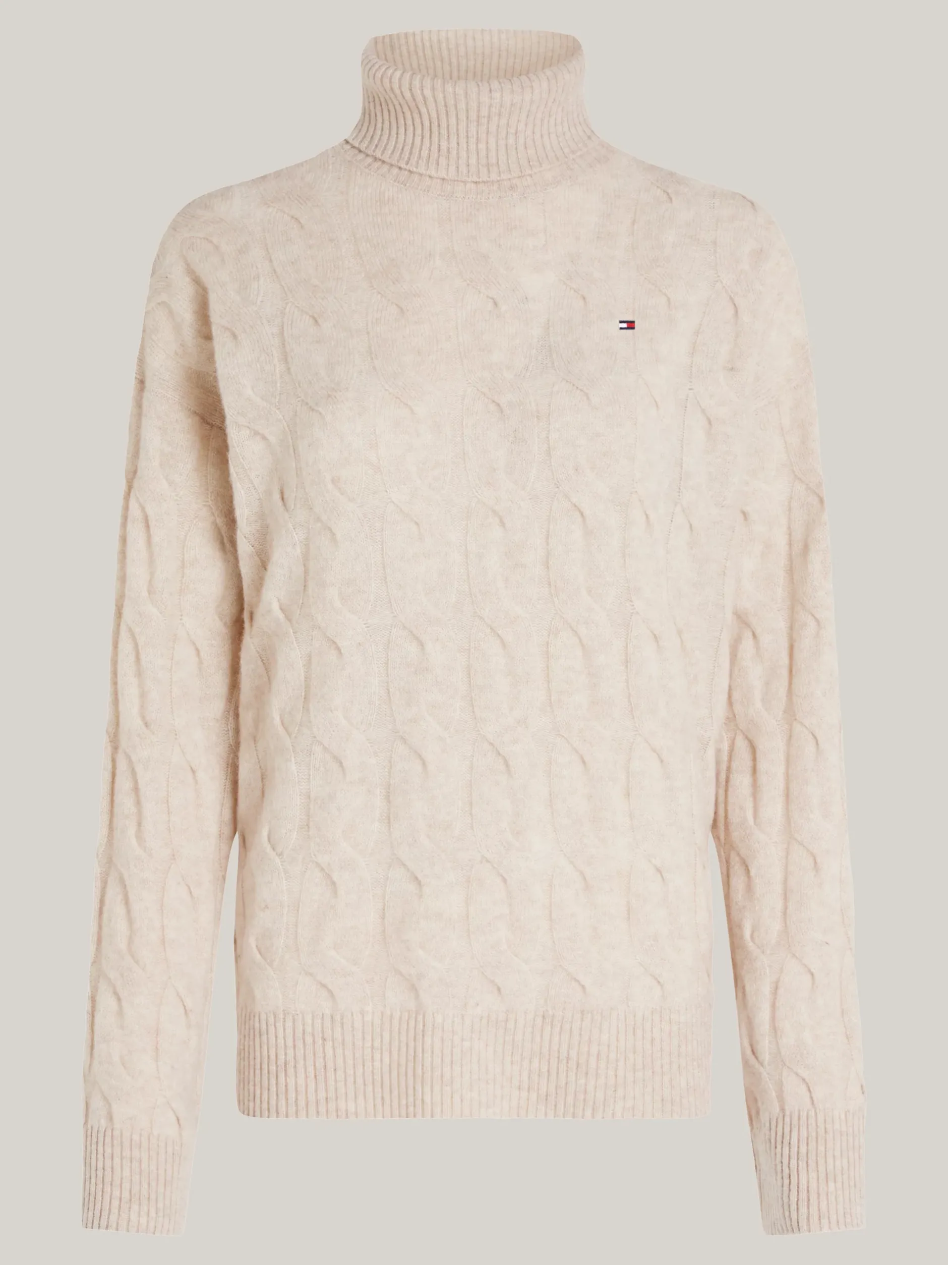 Swetry Z Golfem|Swetry*Tommy Hilfiger Sweter Z Czystej Wełny Z Golfem CLASSIC BEIGE HEATHER