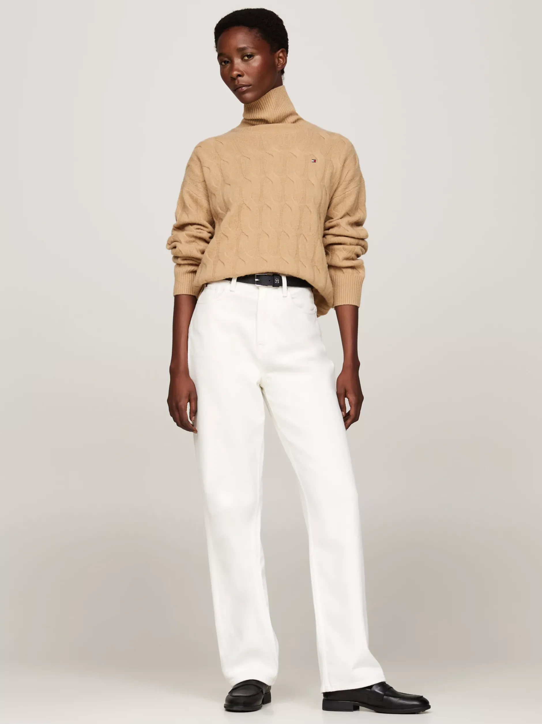 Swetry Z Golfem|Swetry*Tommy Hilfiger Sweter Z Czystej Wełny Z Golfem CLASSIC KHAKI
