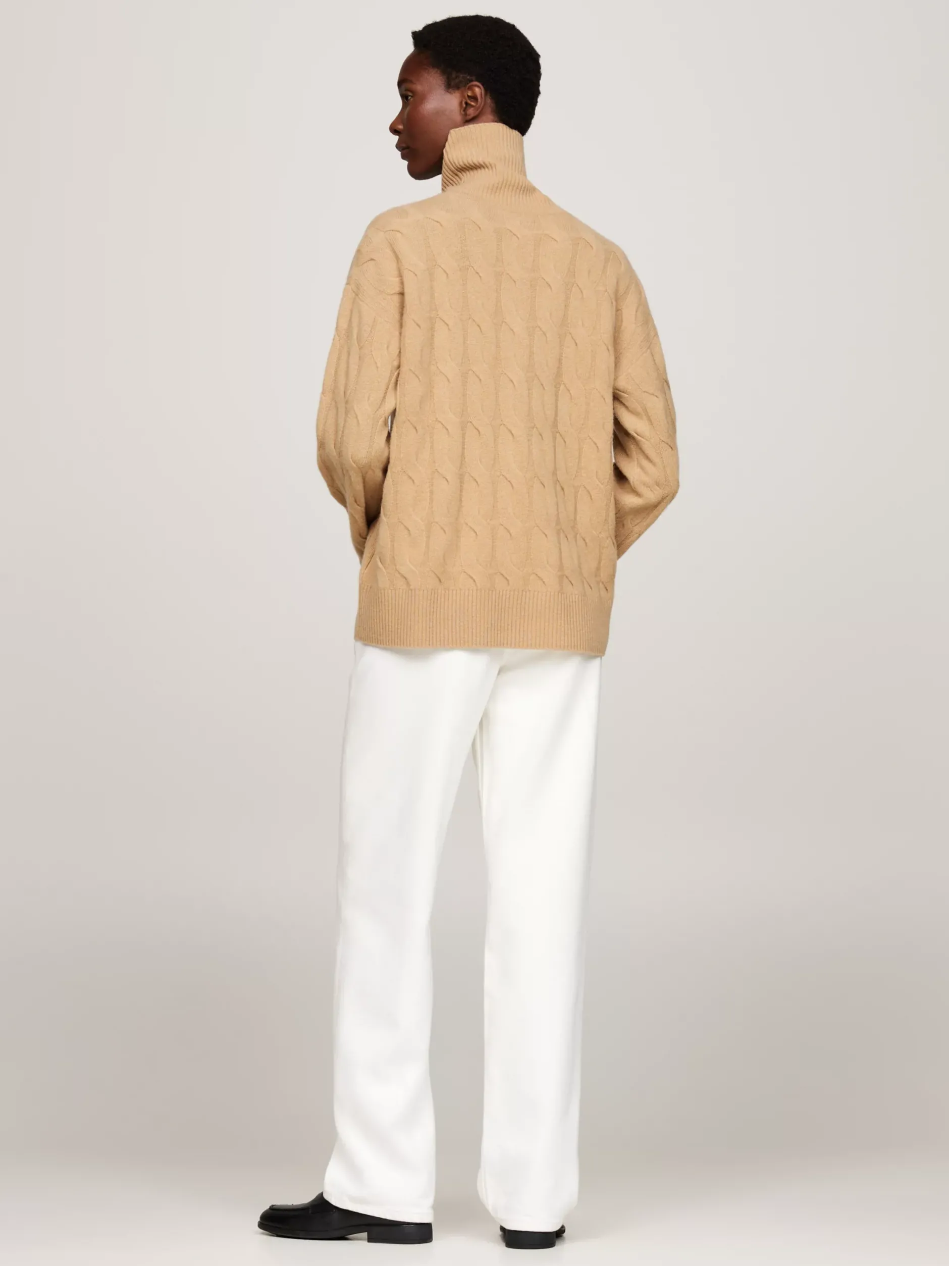 Swetry Z Golfem|Swetry*Tommy Hilfiger Sweter Z Czystej Wełny Z Golfem CLASSIC KHAKI
