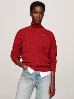 Swetry|Dzianina*Tommy Hilfiger Sweter Z Czystej Wełny Z Golfem DARK MAGMA